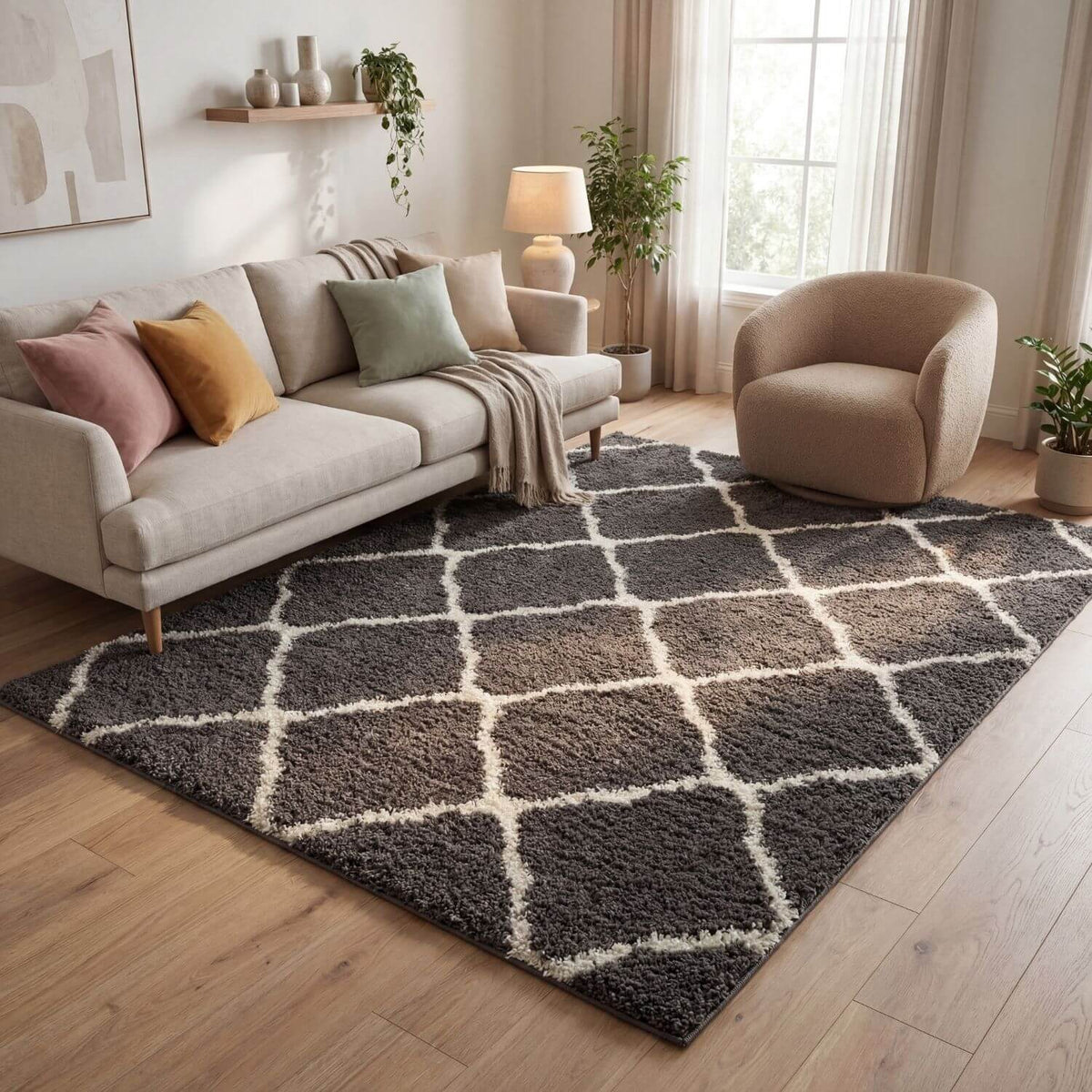 Moroccan Dark Grey Shaggy Rug – 740