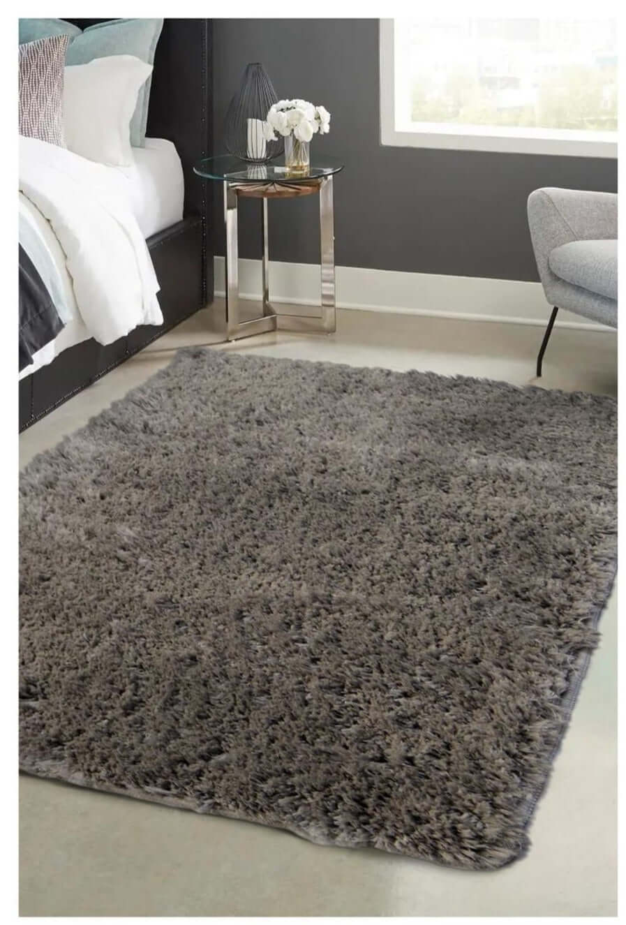 Soft Washable Grey Shaggy Rug – SA-04