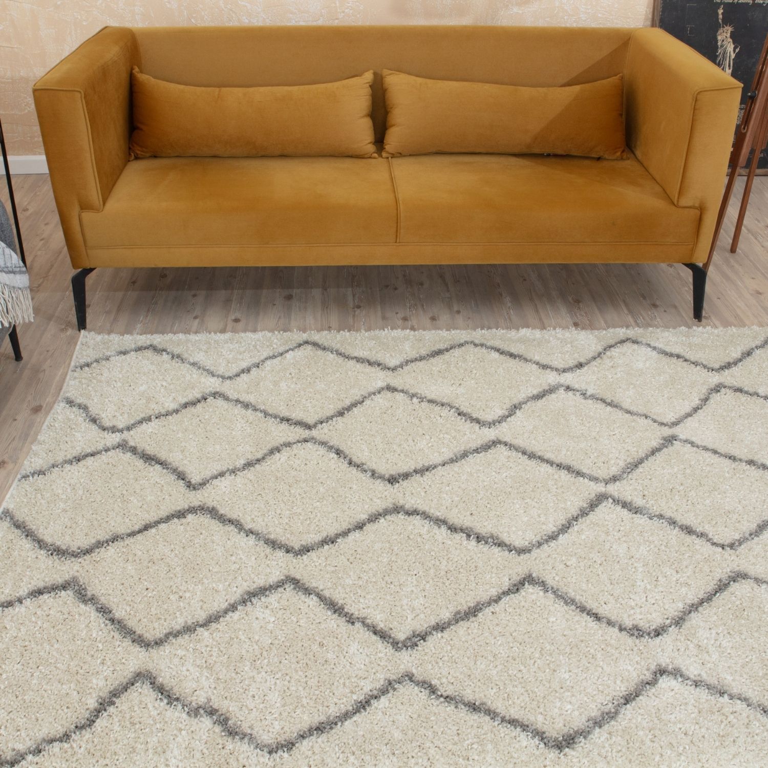 Moroccan Ivory Grey Shaggy Rug – 800