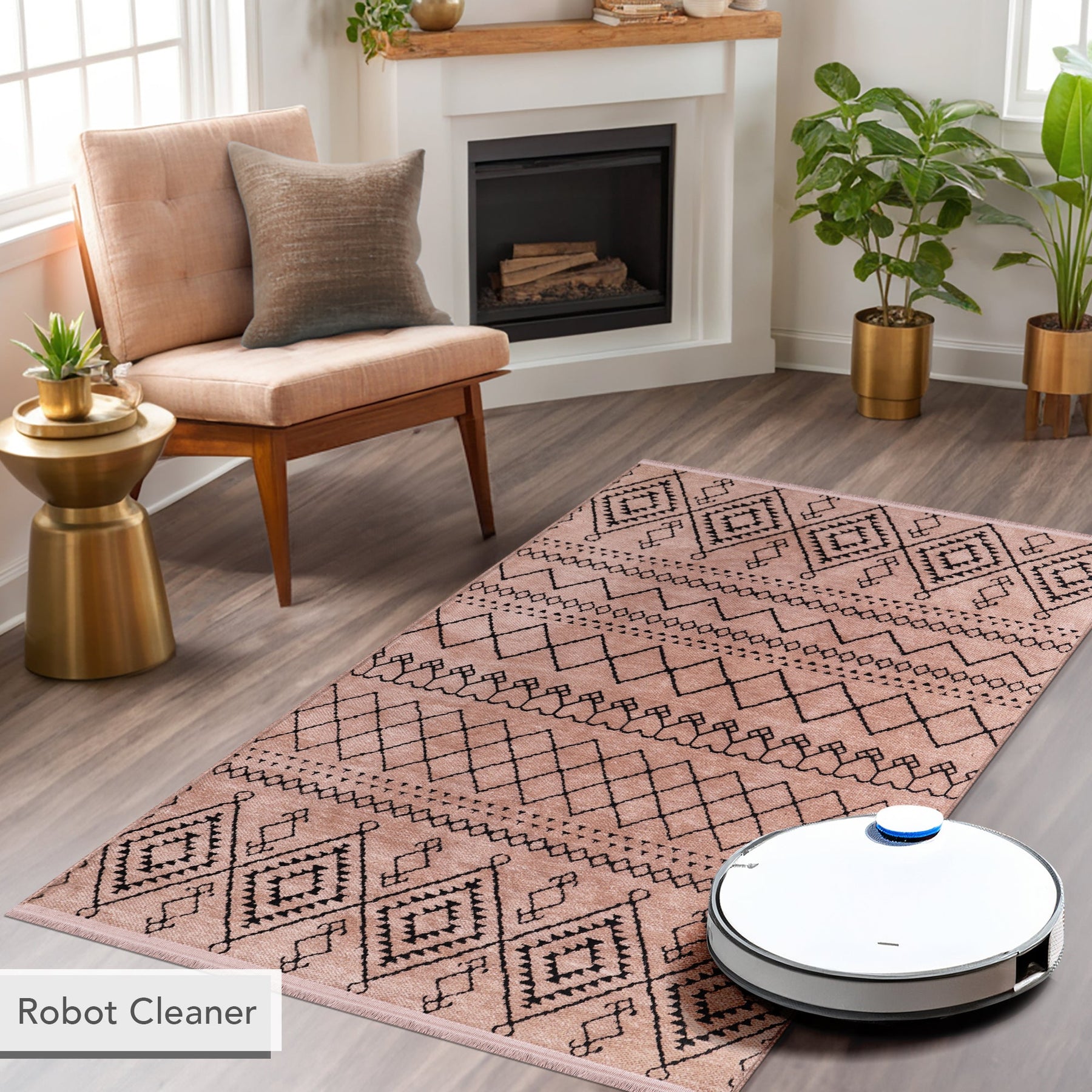 Brown washable rug from Netline Home featuring soft chenille fabric, ideal for easy cleaning and cozy home decor.