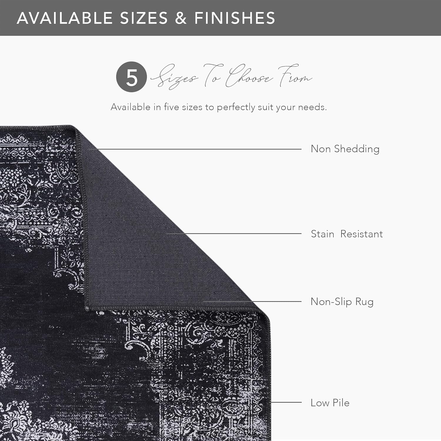 Kilim black and gray medallion washable rug by Netline Home, featuring intricate medallion pattern and durable, washable fabric.