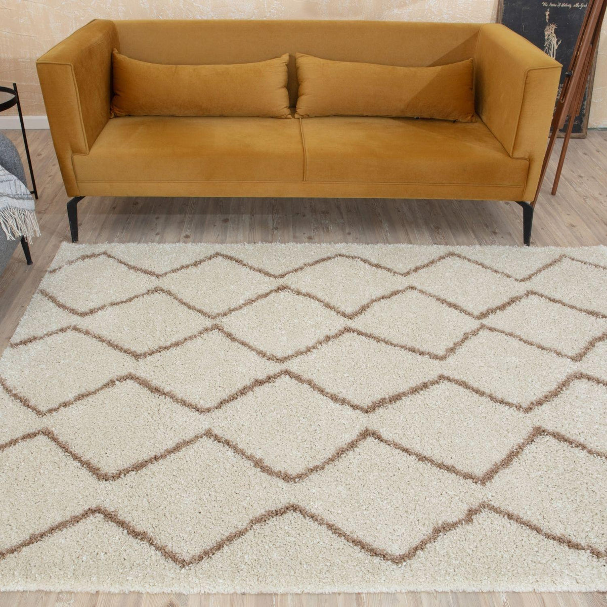 Moroccan Ivory Beige Shaggy Rug – 830