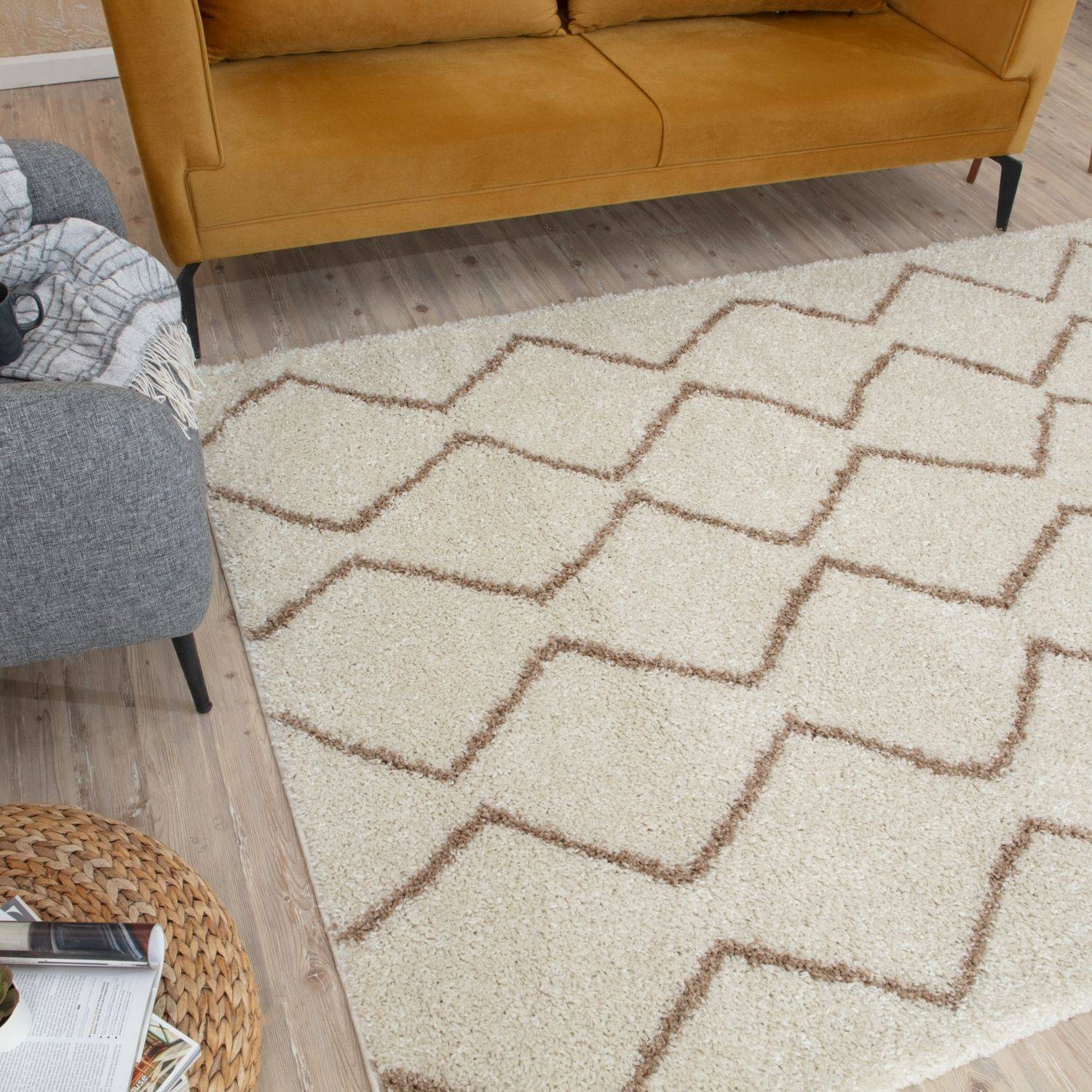Moroccan Ivory Beige Shaggy Rug – 830
