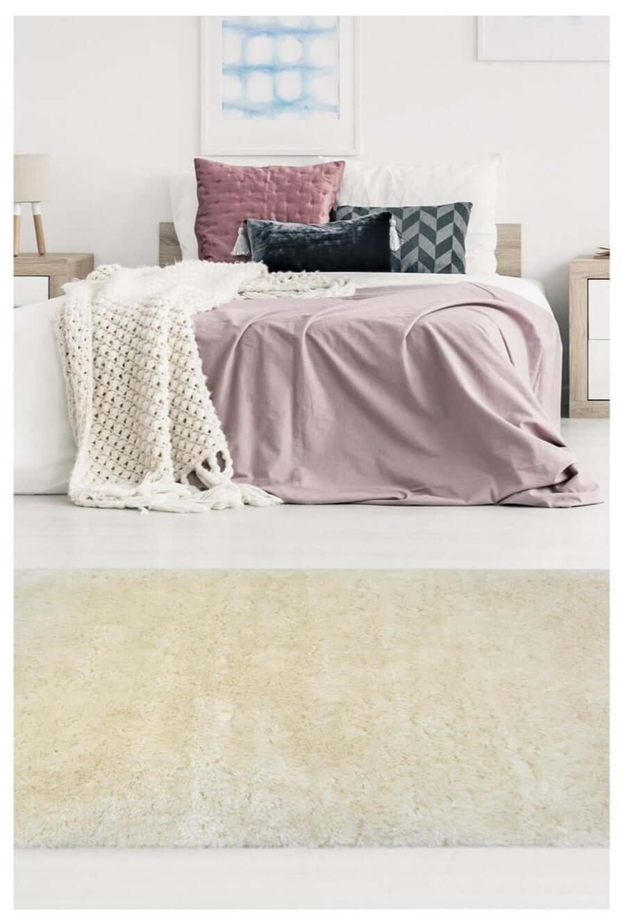 Soft Washable Ivory Shaggy Rug – SA-01