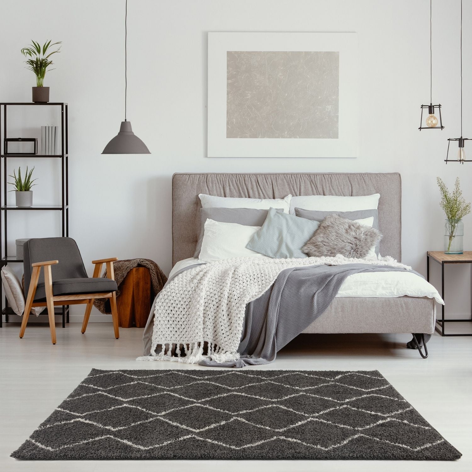 Moroccan Dark Grey Shaggy Rug – 840