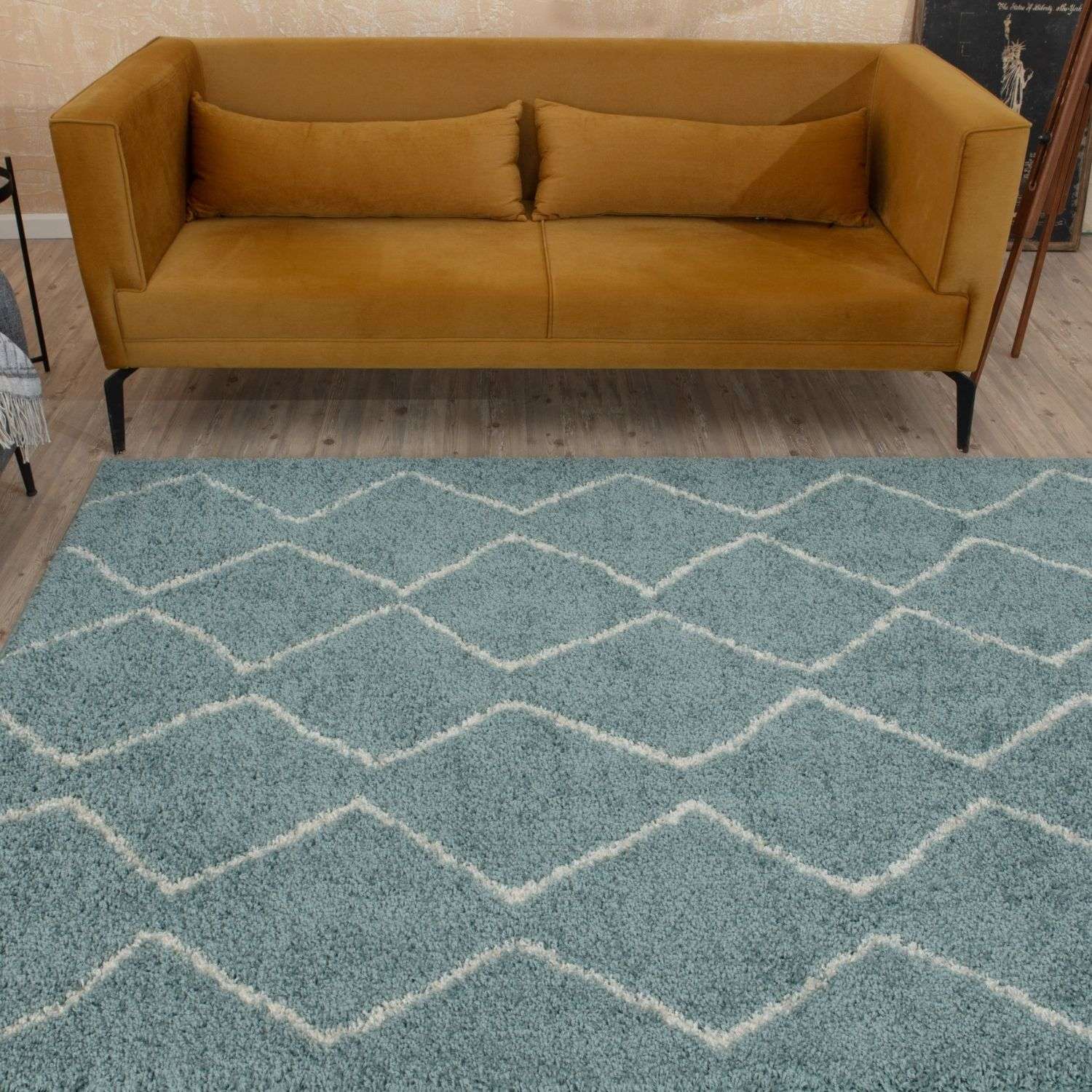 Moroccan Duck Egg Blue Shaggy Rug – 850