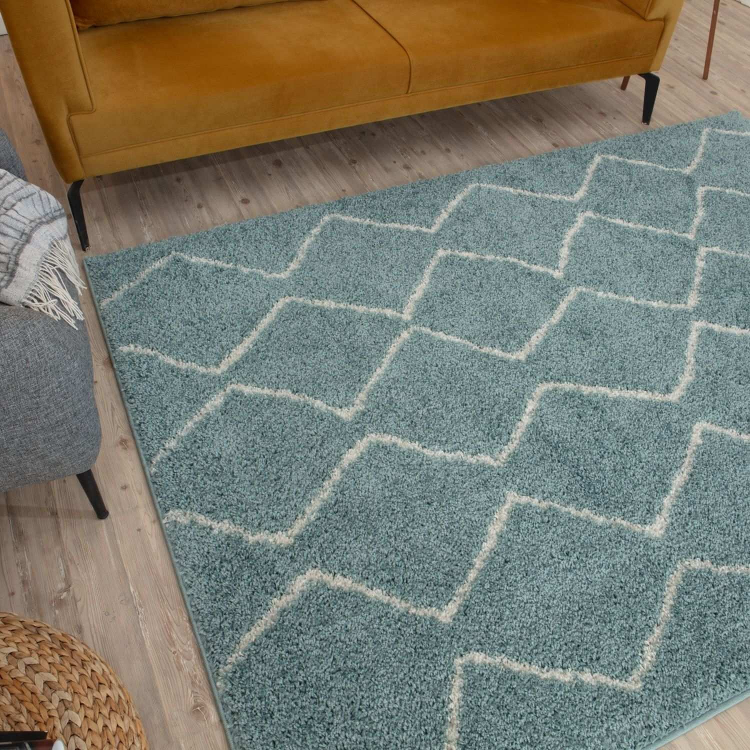 Moroccan Duck Egg Blue Shaggy Rug – 850
