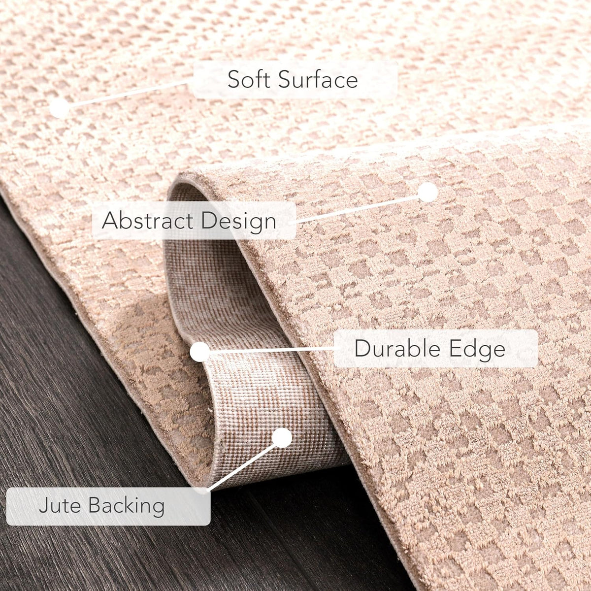 Brown luxury area rug by Netline Home, soft and durable bamboo silk carpet for living room, kitchen, or hallway in modern and boho style.