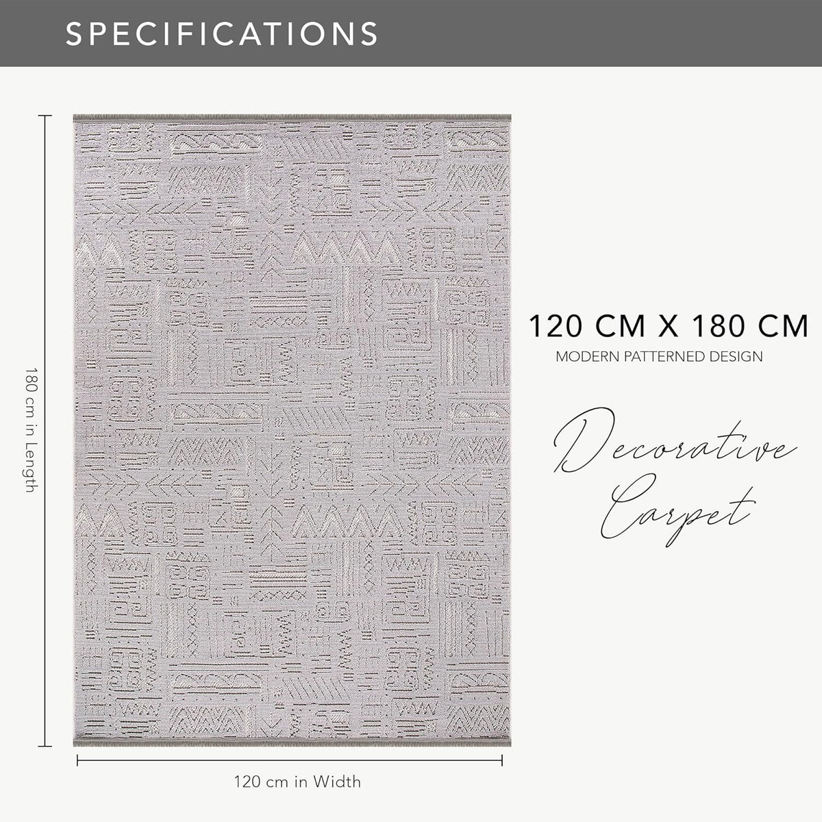 Gray modern area rug by Netline Home, lightweight and low pile, ideal for living room, bedroom, kitchen, or hallway.