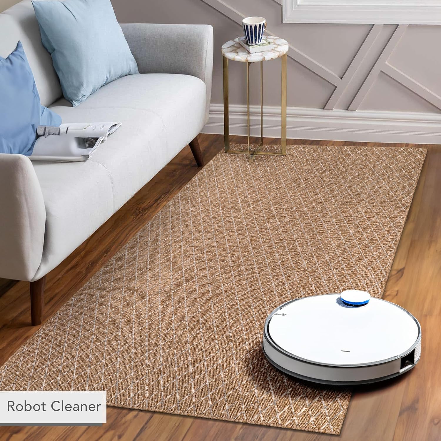 Netline Home jute-effect washable runner rug for indoor and outdoor use, featuring natural woven texture and durable design.