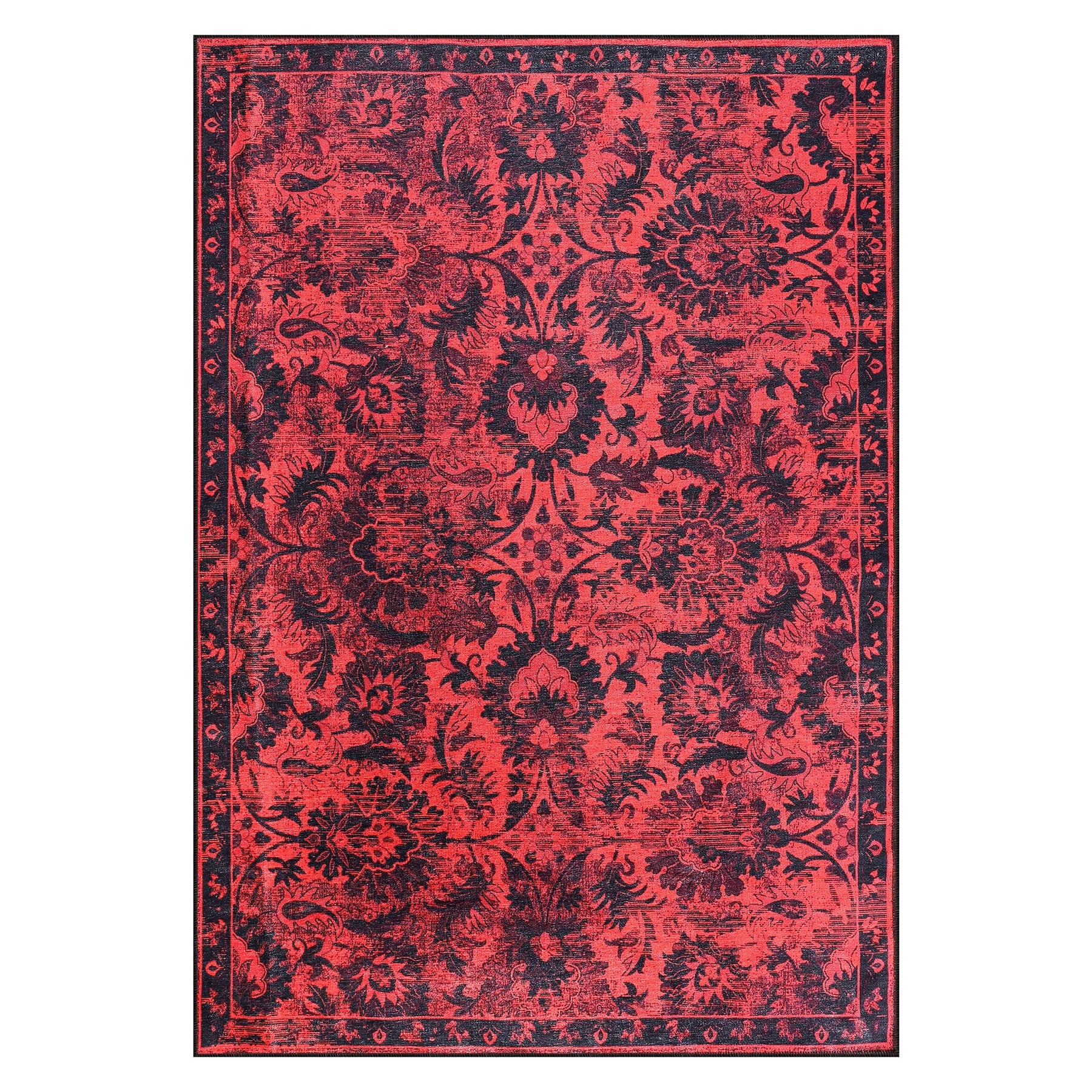 Red washable area rug from Netline Home, cotton woven non-slip rug for living room, bedroom, or kitchen, kid and pet friendly, 80x150 cm.