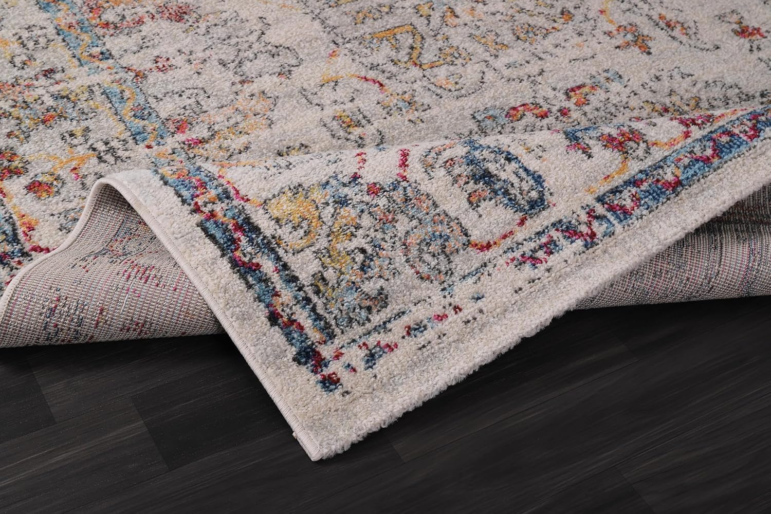 Vintage beige runner rug by Netline Home featuring a distressed medallion design, soft, durable, and pet-friendly for living spaces.