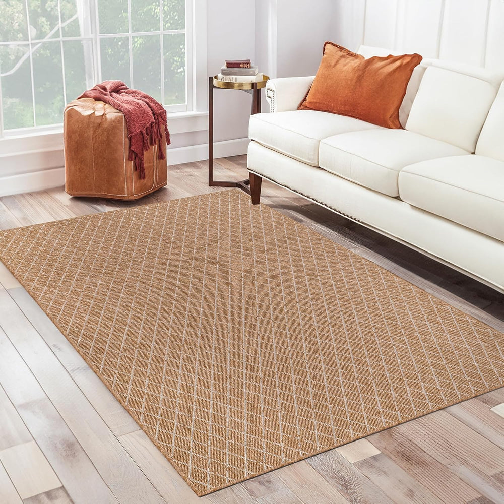 Jute-effect washable runner rug for indoor and outdoor use by Netline Home, featuring a textured natural fiber design.