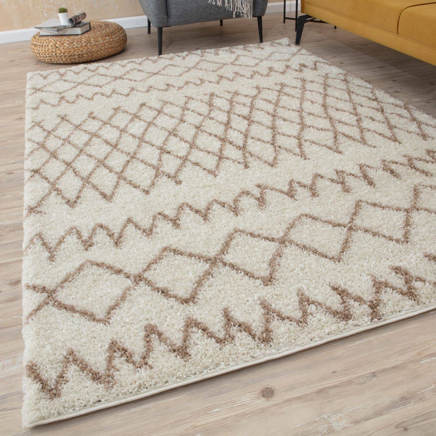 Moroccan Ivory Beige Shaggy Rug – 930