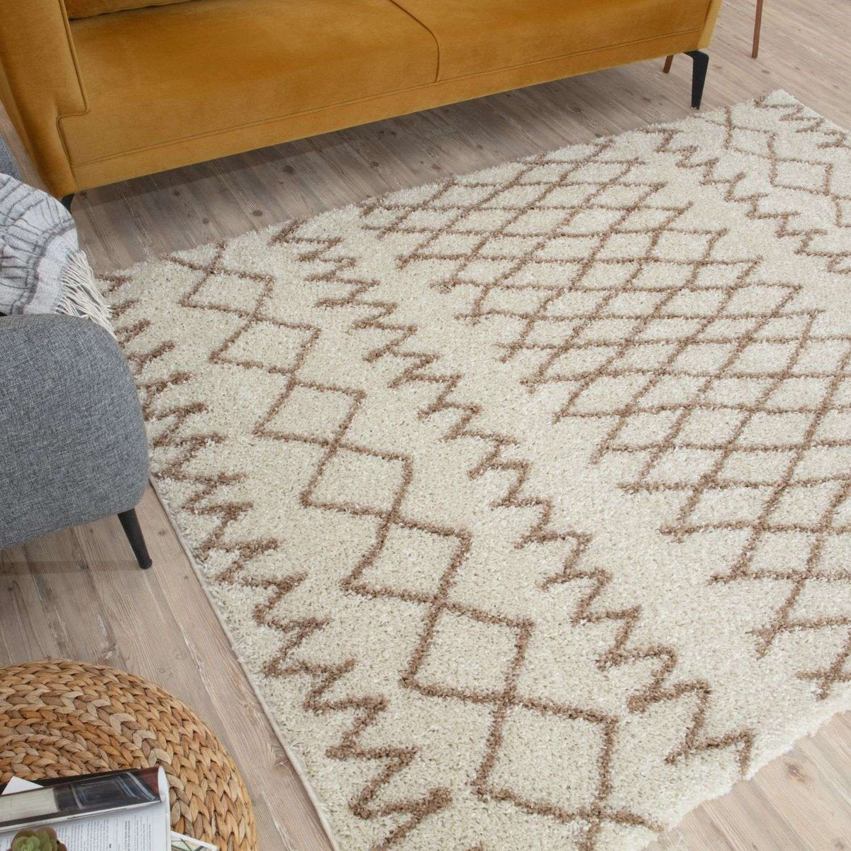 Moroccan Ivory Beige Shaggy Rug – 930