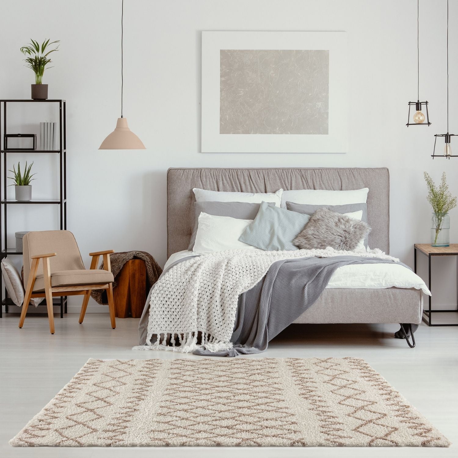 Moroccan Ivory Beige Shaggy Rug – 930