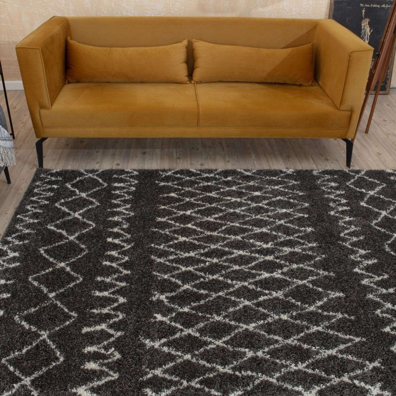 Moroccan Dark Grey Shaggy Rug – 940