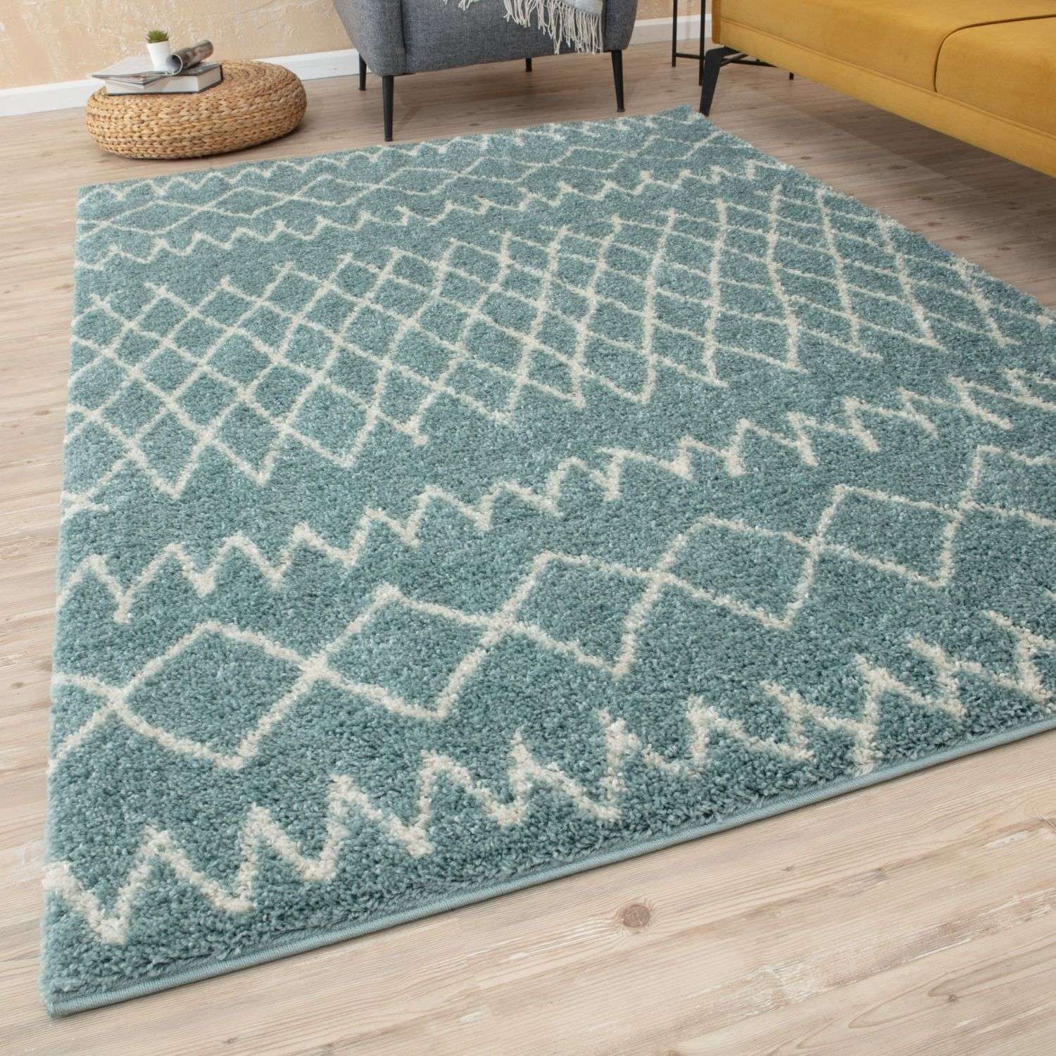 Moroccan Duck Egg Blue Shaggy Rug – 950