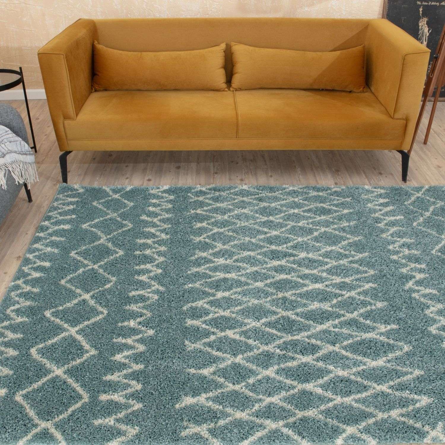 Moroccan Duck Egg Blue Shaggy Rug – 950