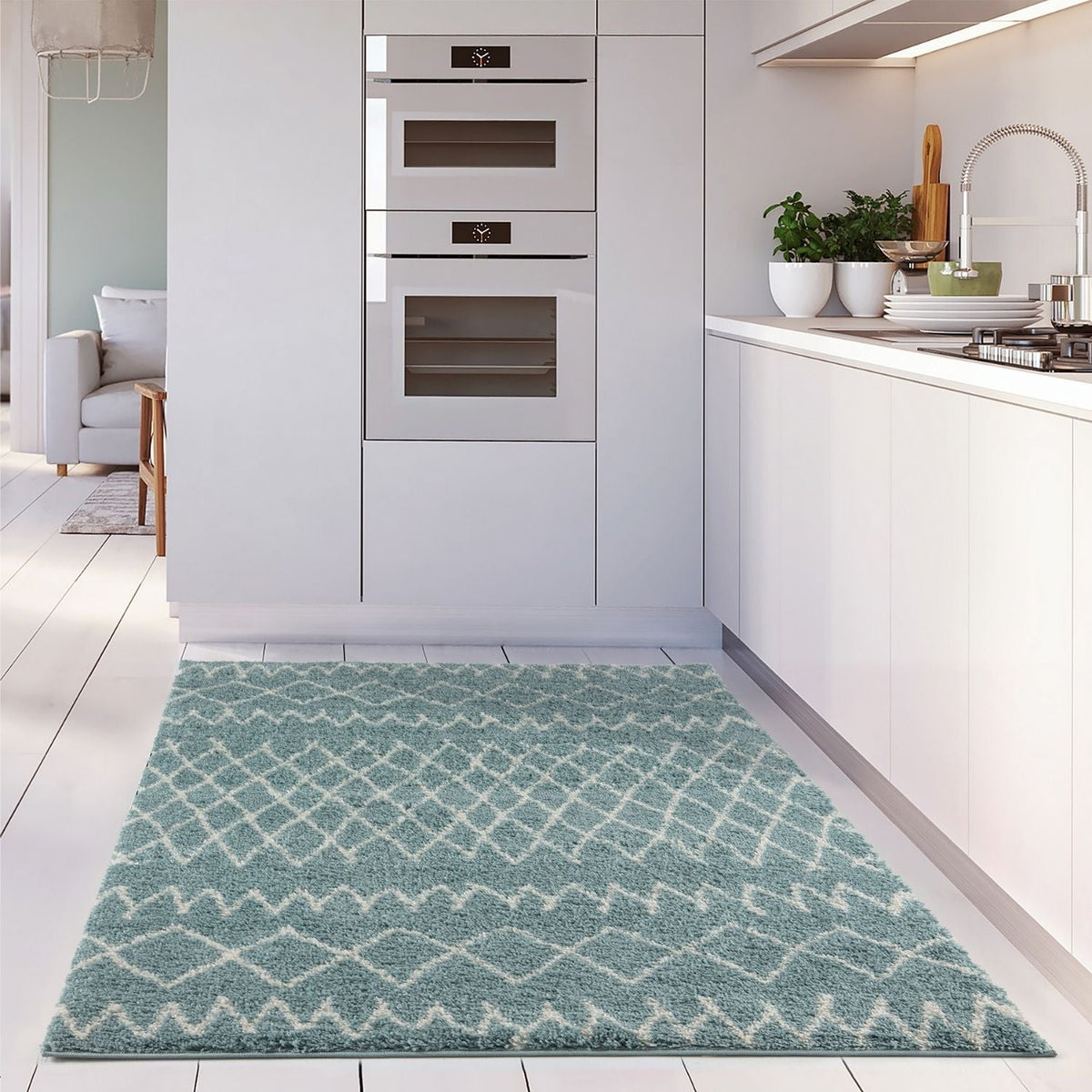 Moroccan Duck Egg Blue Shaggy Rug – 950