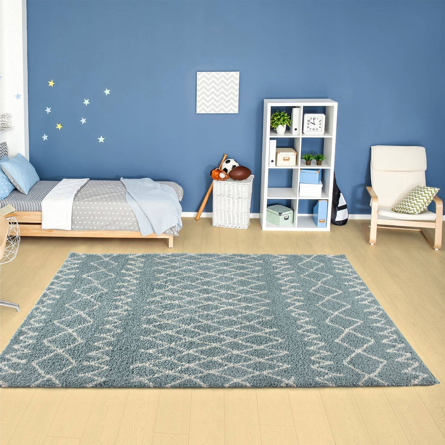 Moroccan Duck Egg Blue Shaggy Rug – 950