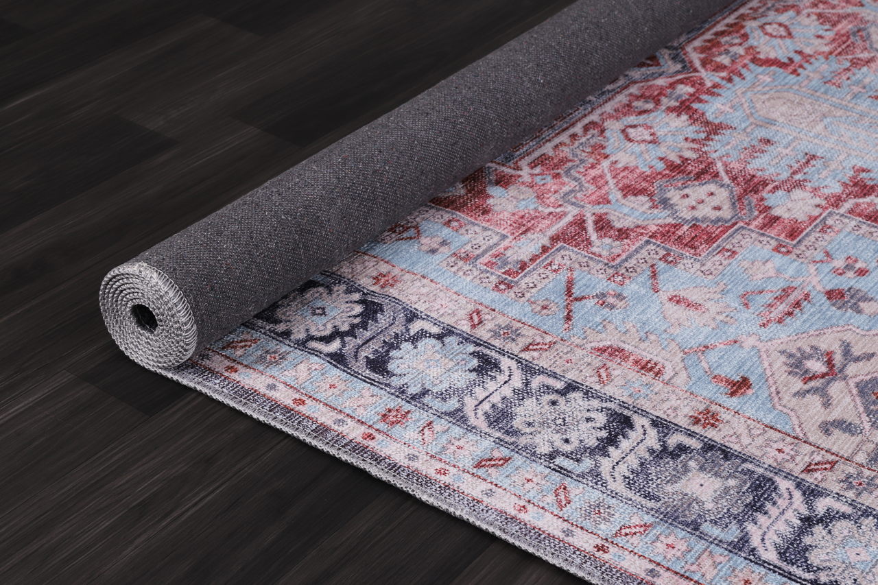 Bohemian grey striped washable rug by Netline Home with soft, durable fabric and modern design for cozy home decor.