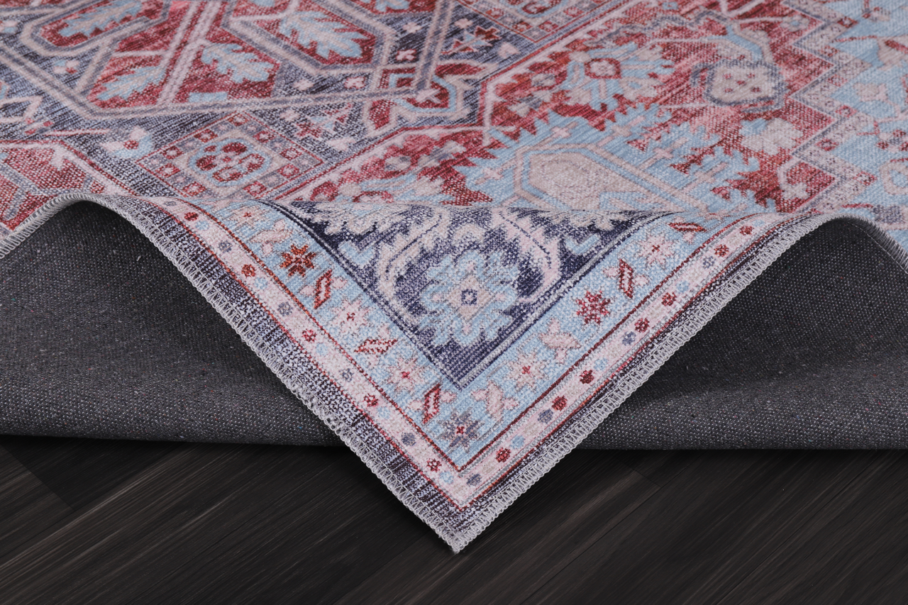 Bohemian grey striped washable rug by Netline Home with a soft, modern design ideal for living rooms or bedrooms.