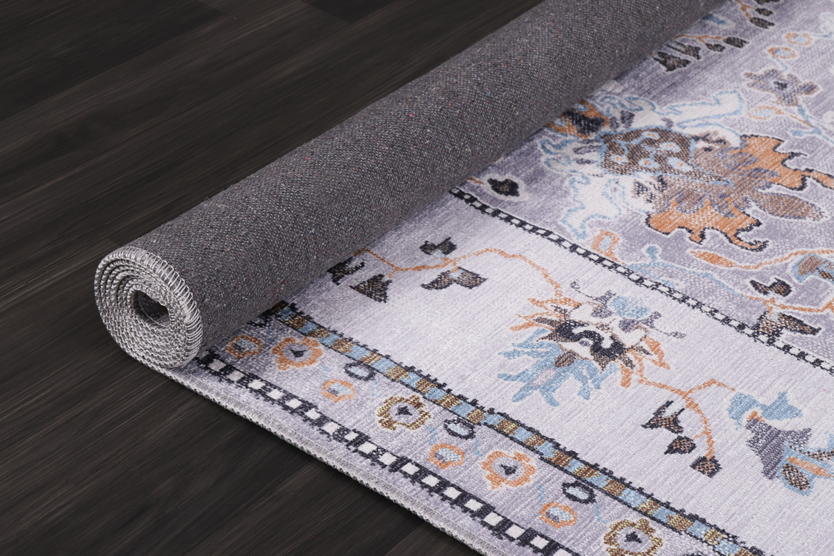 Red Kilim washable rug with medallion pattern from Netline Home, featuring intricate design and vibrant colors.