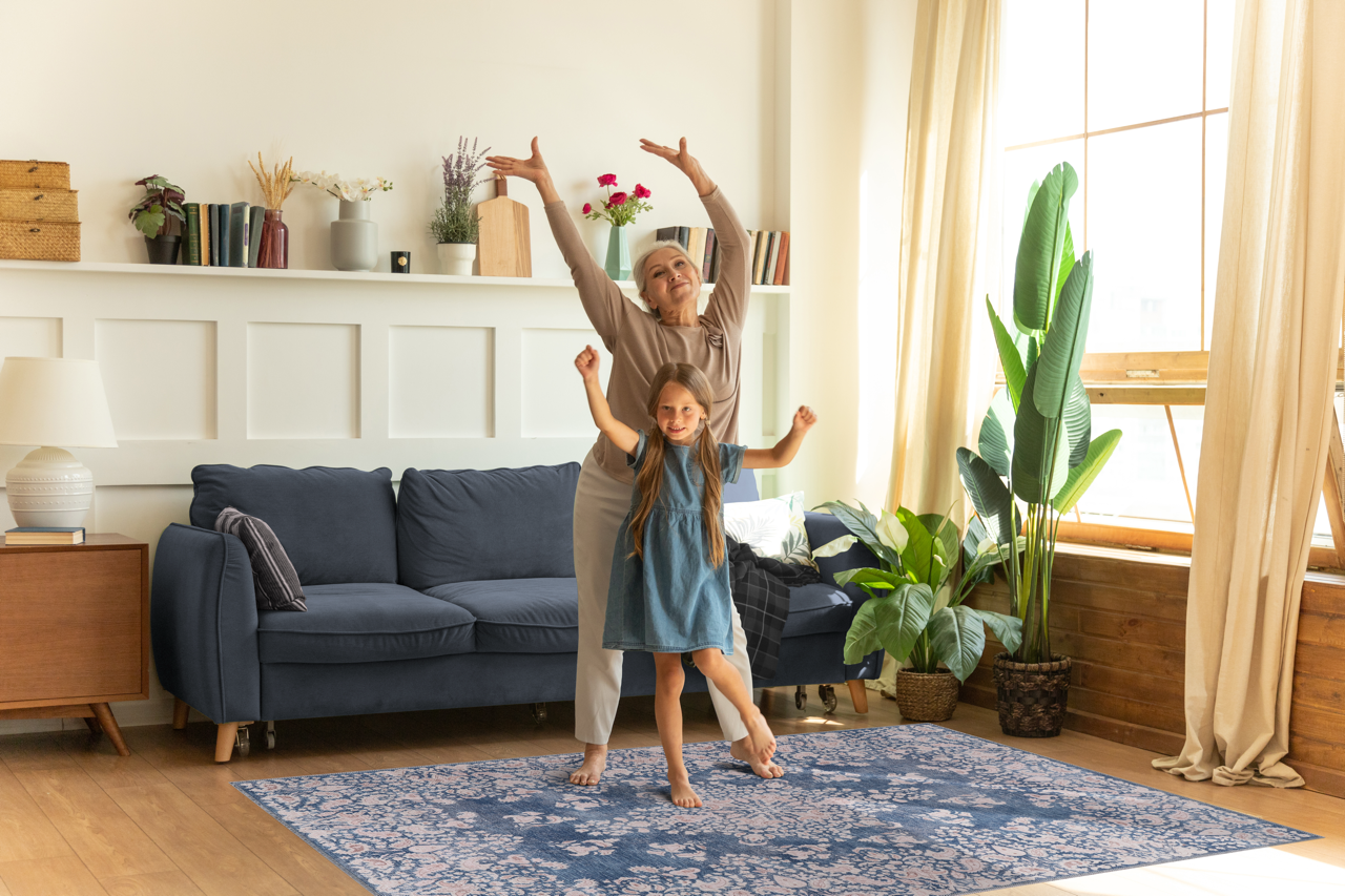 Modern beige floral washable rug by Netline Home featuring a stylish floral design and soft texture.