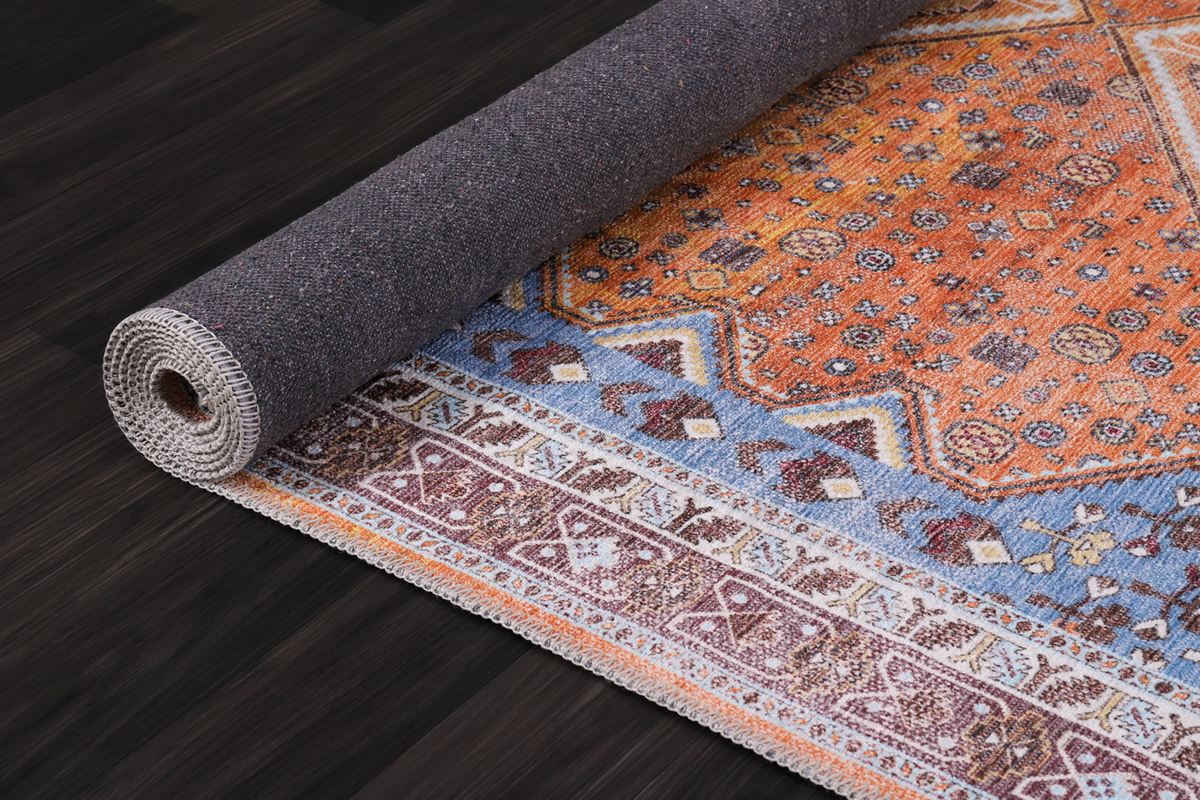 Colorful tribal geometric washable rug by Netline Home featuring multicolor patterns and modern design, suitable for various interiors.