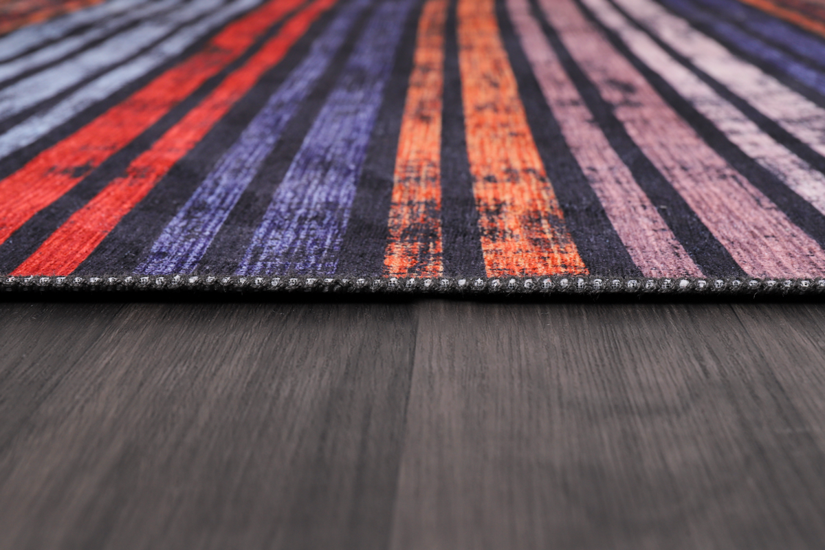 Geometric black and white patchwork washable rug by Netline Home with bold, modern design and intricate patterns.