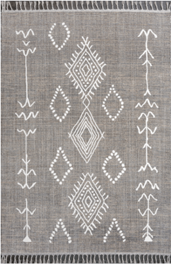 Tribal Flatweave Indoor Outdoor Rug – Durable Geometric Carpet with Tassels (Grey & Black)
