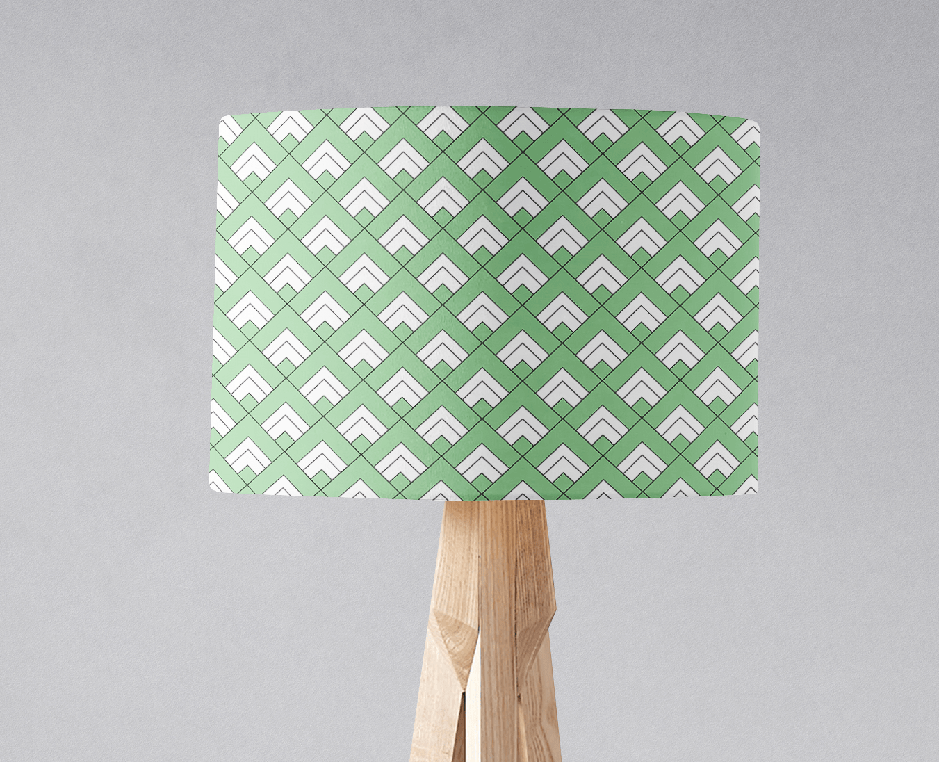 Light Green and White Geometric Tiles Design Lampshade – Ceiling & Table Compatible
