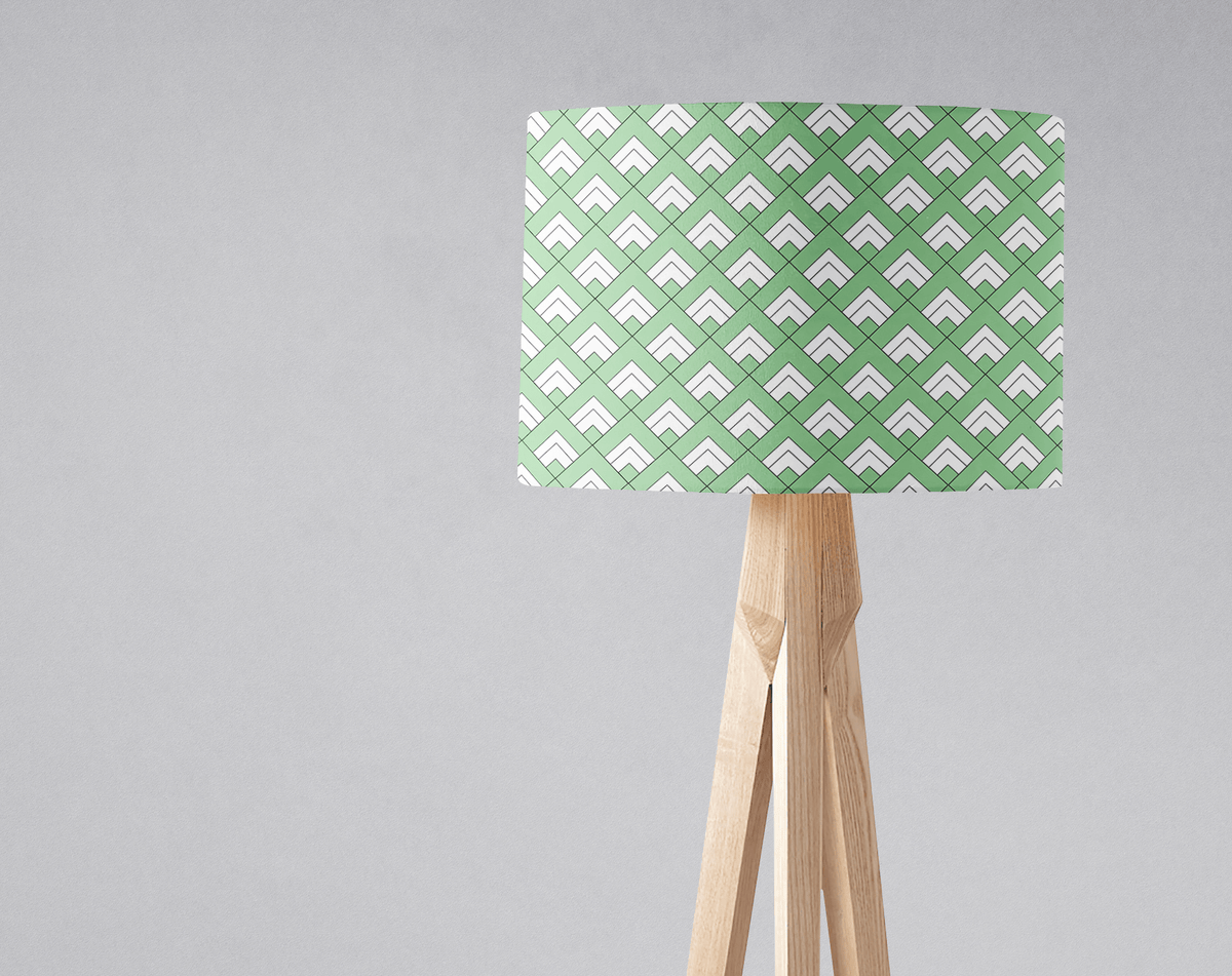 Light Green and White Geometric Tiles Design Lampshade – Ceiling & Table Compatible
