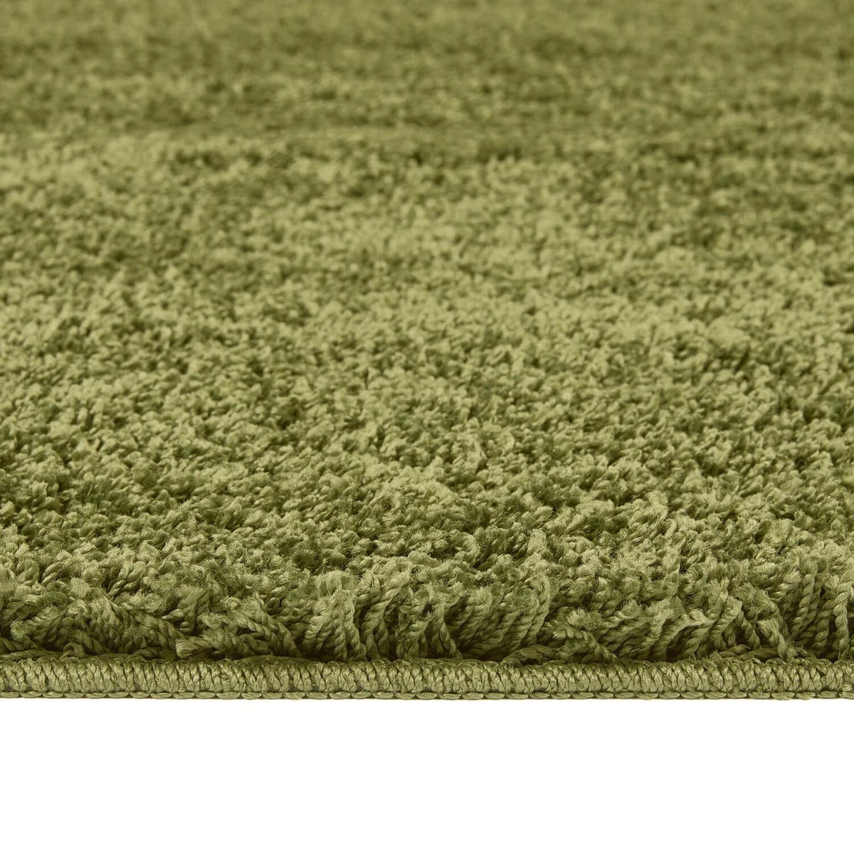 Washable Olive Green Shaggy Rug