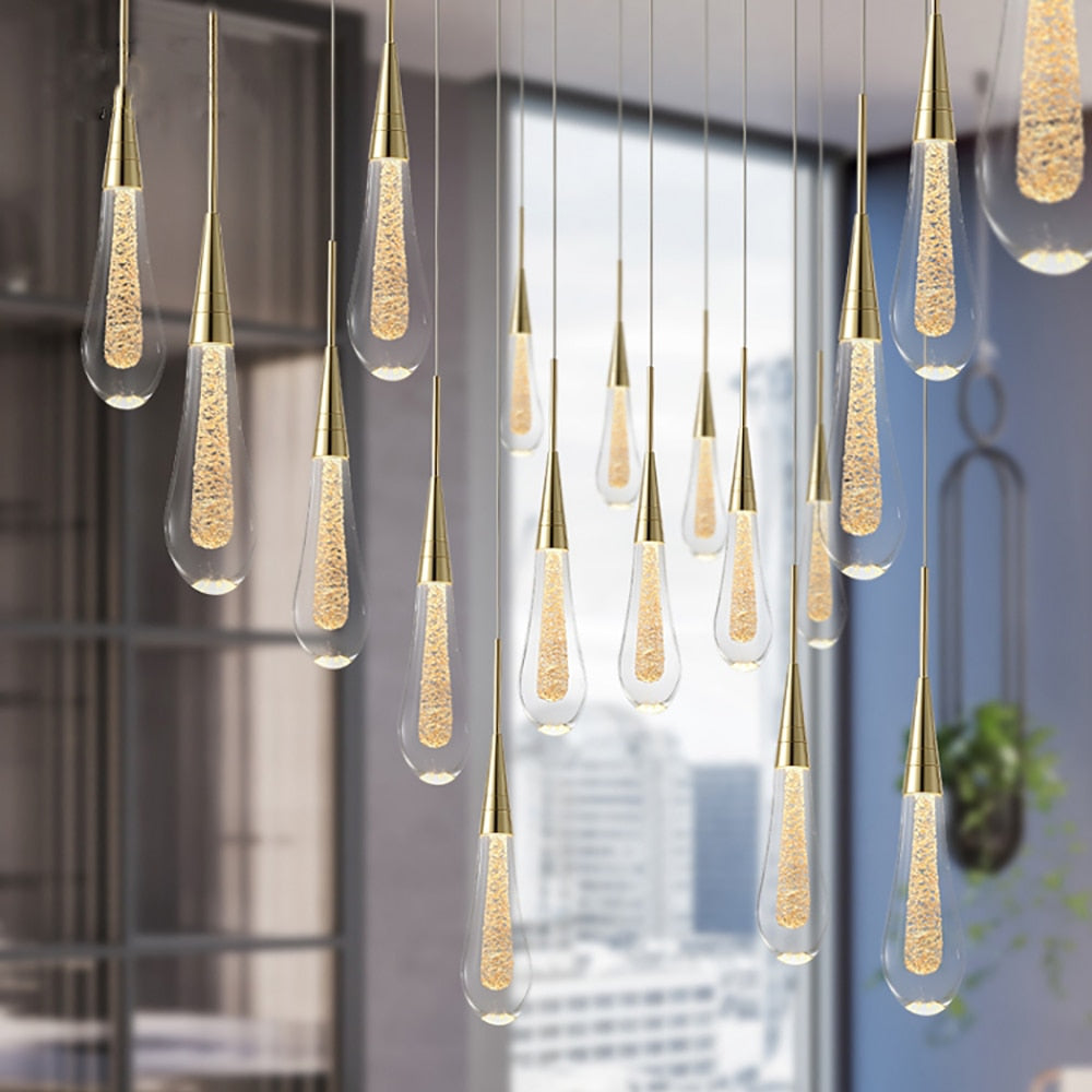 Glass drop pendant light with warm LED bulb, hanging string light design, ideal for stylish UK interior lighting by Light My House