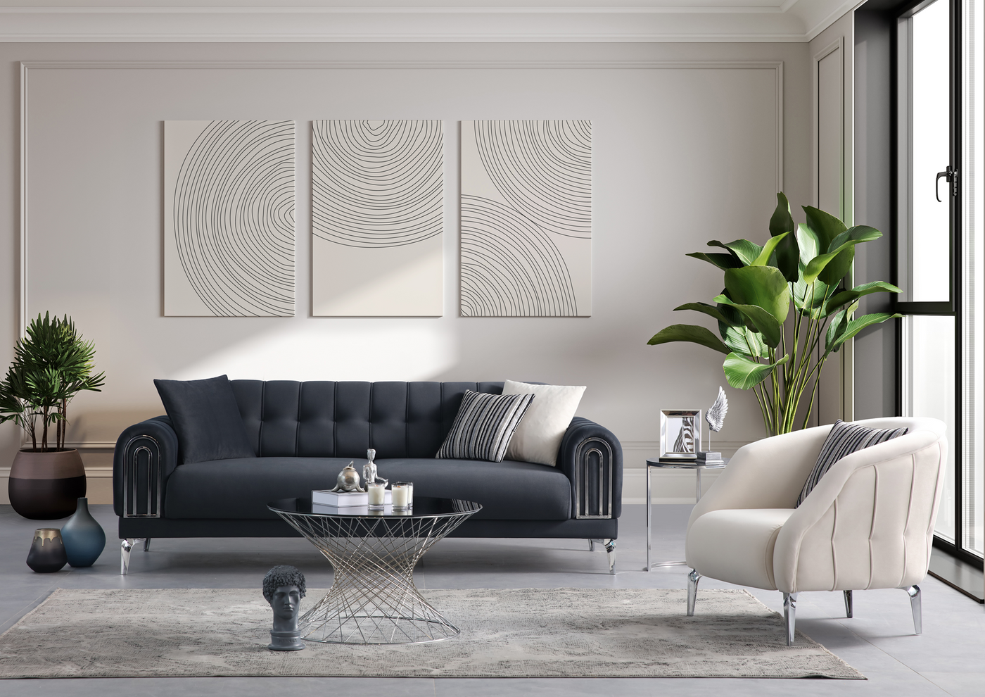 Navy 2-Seater Sofa by Netline Interiors