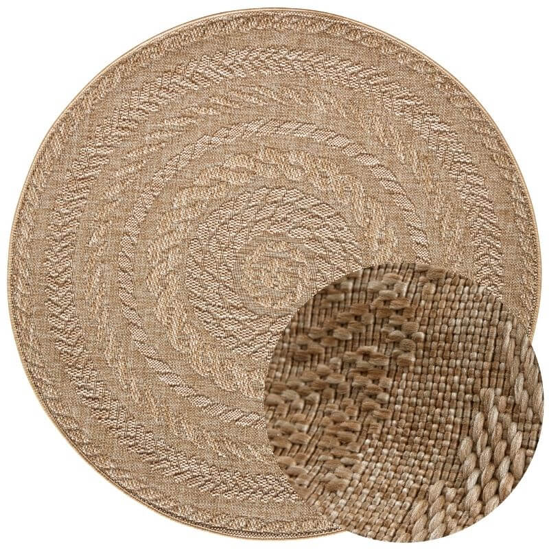 Indoor Outdoor Almendro Round Rug – Chevron Design