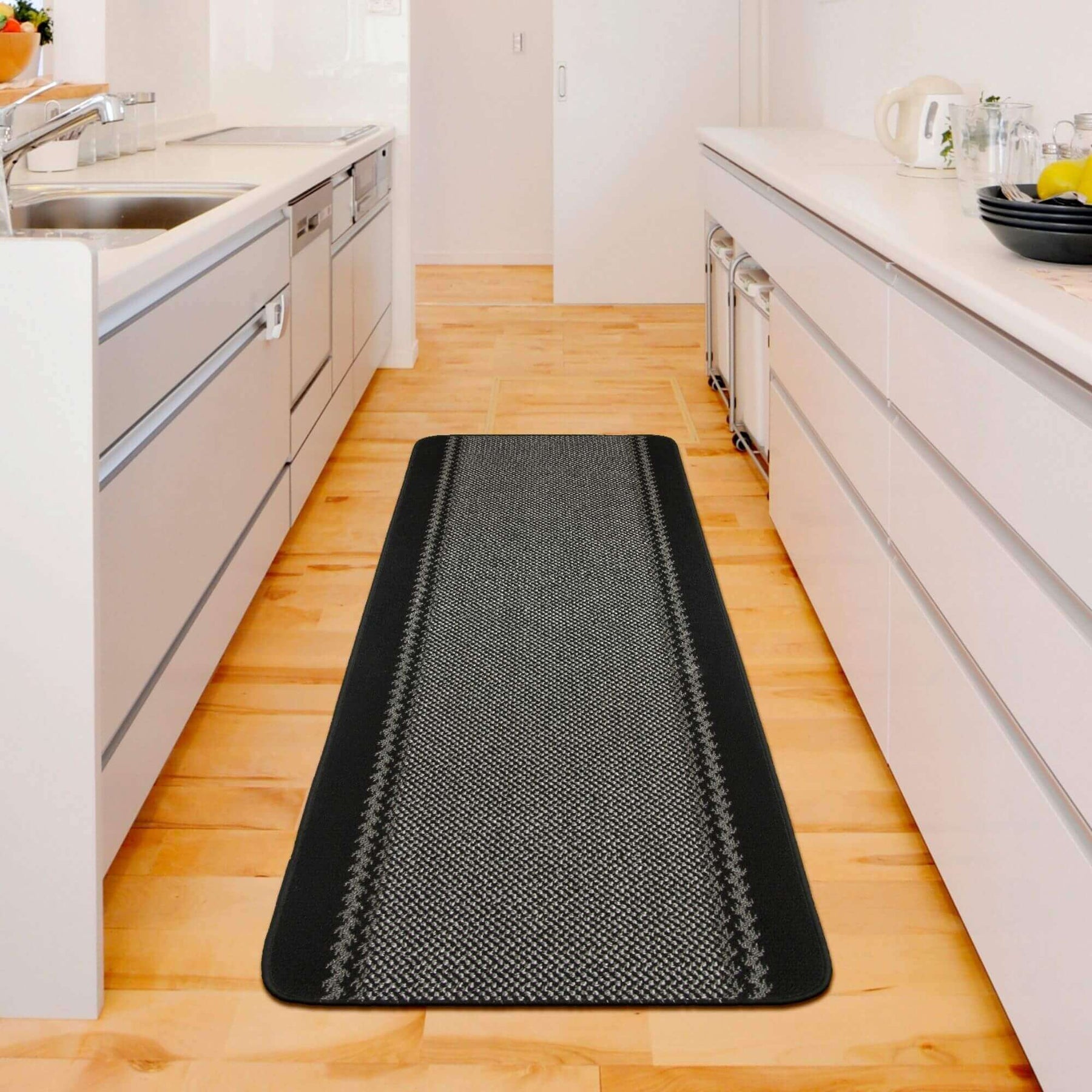Washable Bordered Black Rug – 116Bl