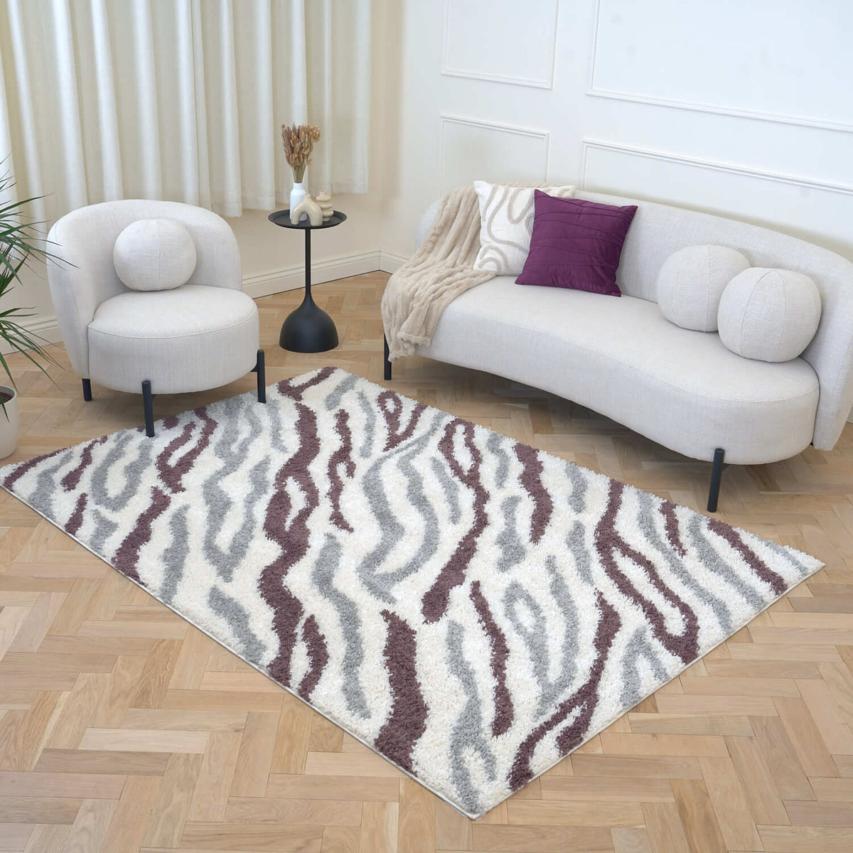 Moodi Shaggy Grey/Purple Mauvine Rug