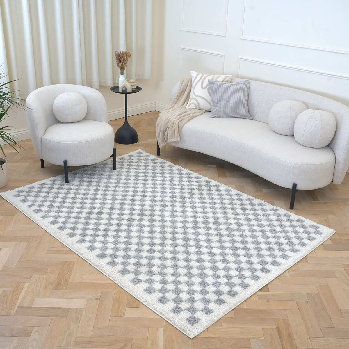 Moodi Shaggy Grey Mulberry Rug