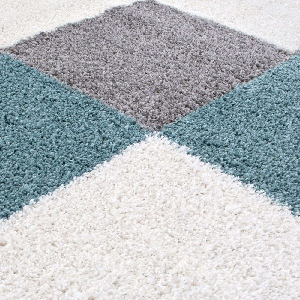 Myshaggy Geometric Duck Egg Blue Rug