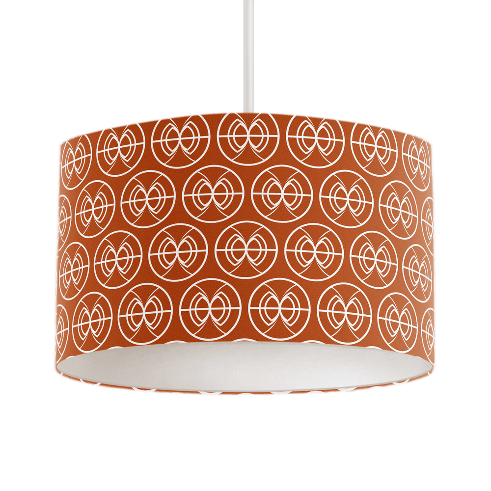 Orange and White Geometric Semi-Circle Design Lampshade – Ceiling & Table Compatible