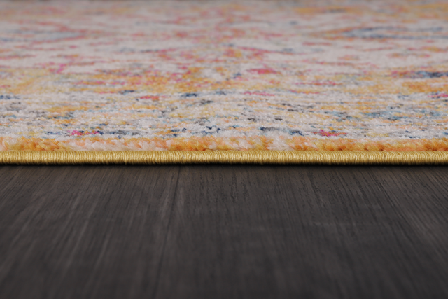 Vintage Netline Home area rug with mustard and rust bohemian design, featuring intricate patterns and warm, earthy tones.