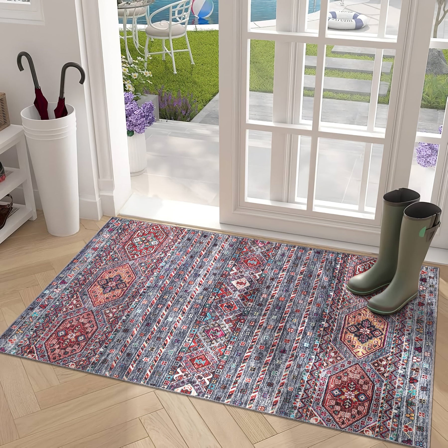 RW1002 washable chenille area rug, doormat