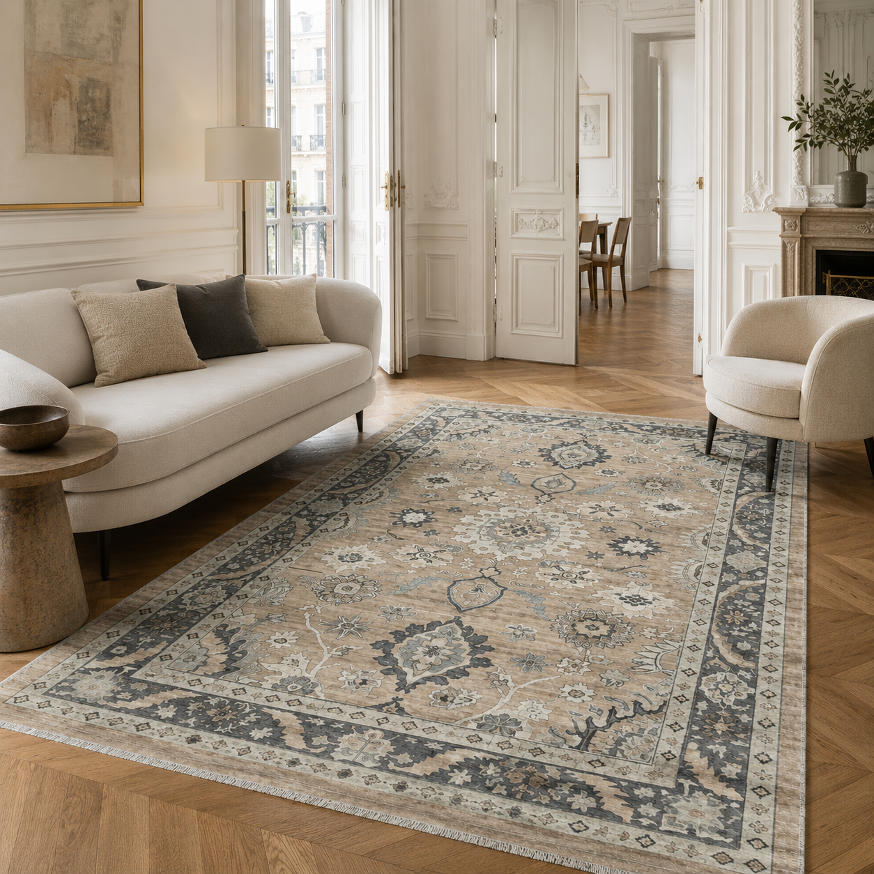 RW302601 washable chenille area rug, room scene