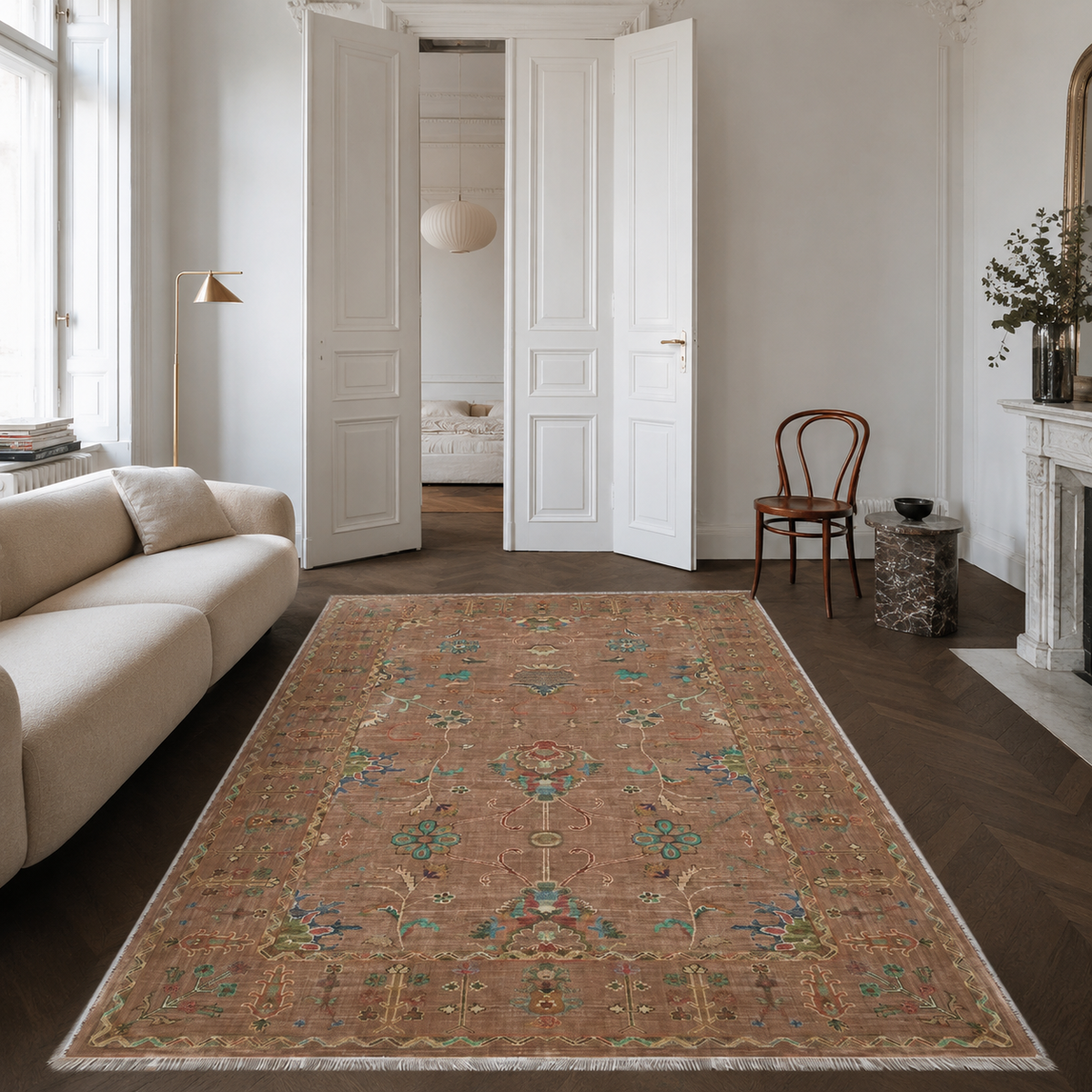 RW3051 washable chenille area rug, room scene