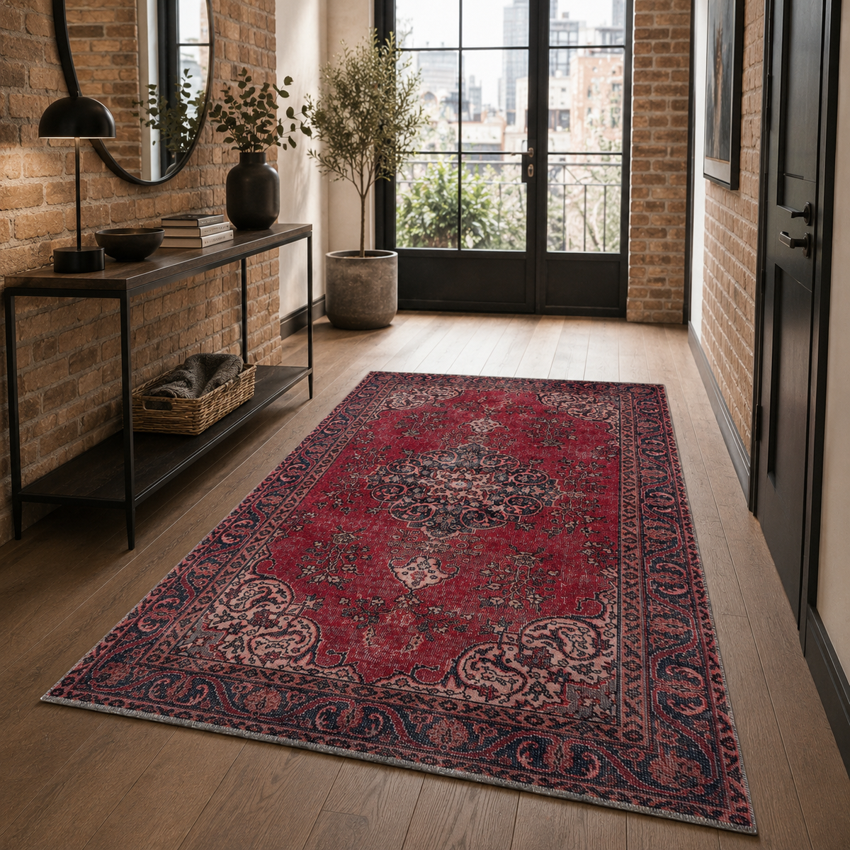 RW7016 washable chenille rug texture and pattern detail