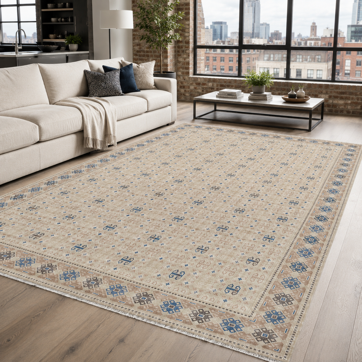 RW7049 washable chenille rug texture and pattern detail