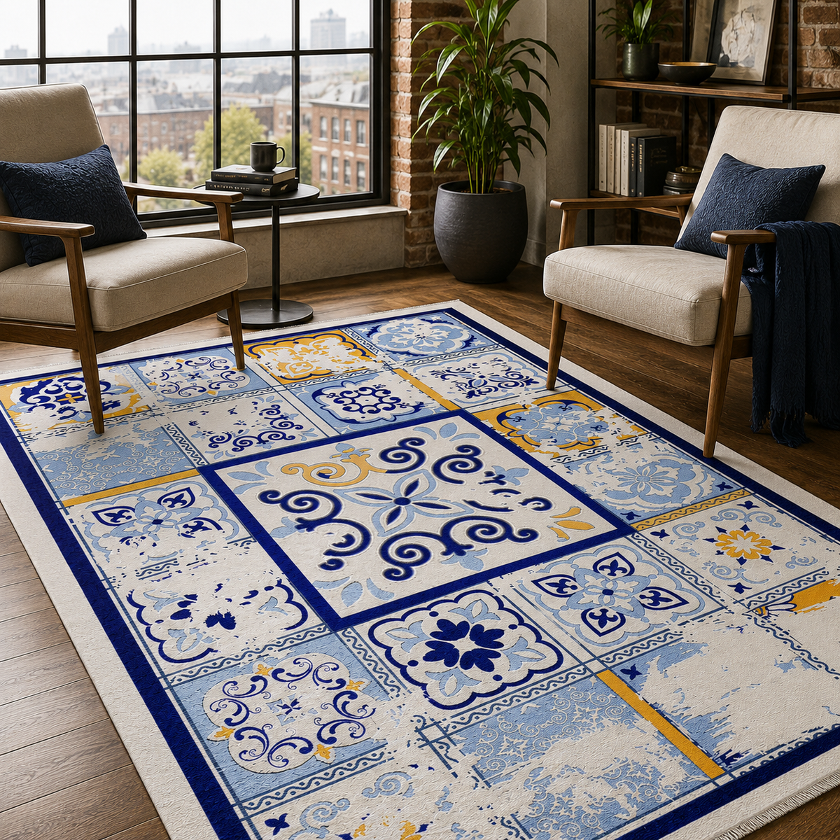 RW7063 washable chenille rug texture and pattern detail
